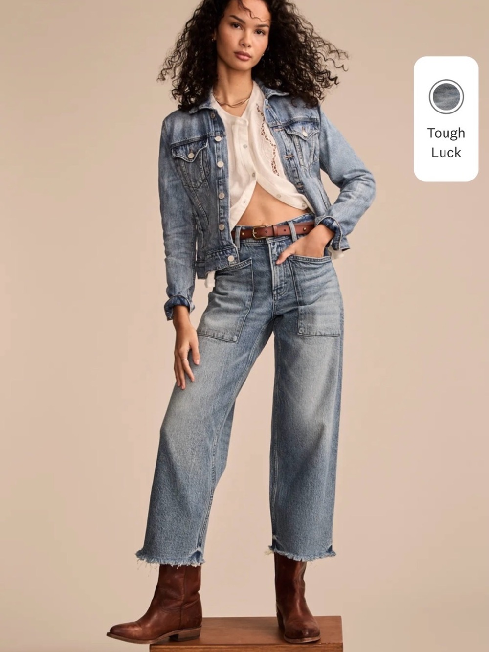 Lucky Legend Patch Pocket Wide Leg Crop